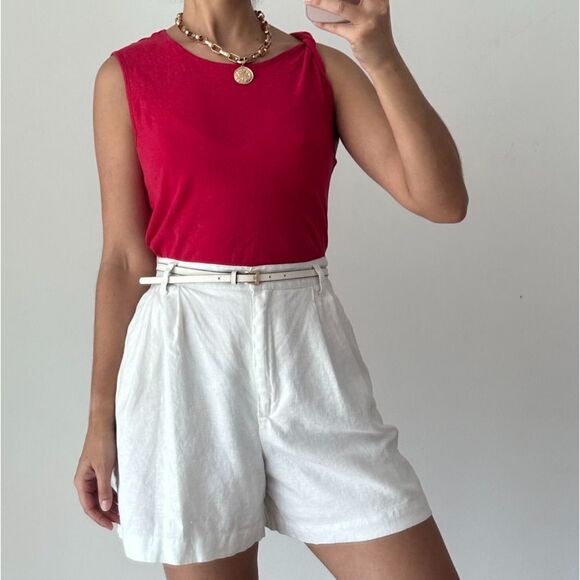 Current Elliott Tank Top Womens XS 0 Red Linen Cotton Elevated Basic Natural - Picture 3 of 10